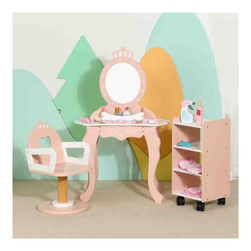 Premium Stil Dečiji drveni set - Frizerski i kozmetički salon roze/bela MSN24022 ( 14348 ) Slike