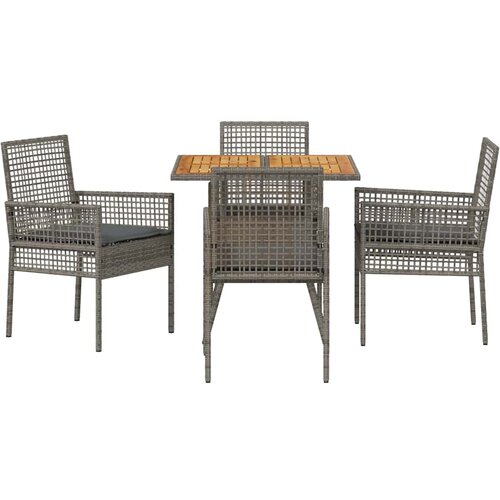  Vrtni set za objed 5 kom. Siva poliratan 80 x 80 x 75 cm Slike