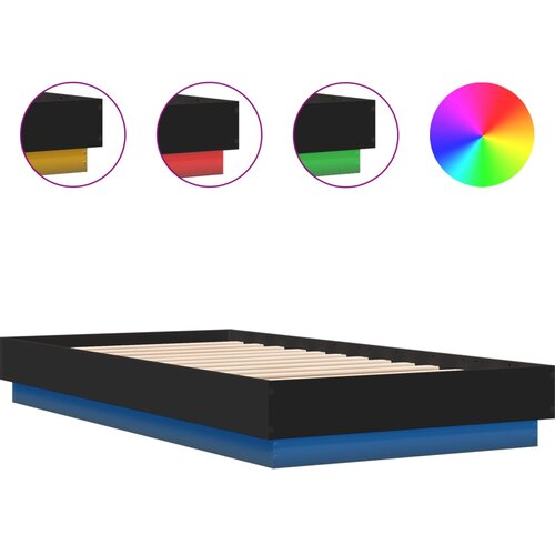 Maison Chic Posteljni okvir - Enojna postelja - Postelja za odrasle z LED lučkami črn 75x190 cm-J15517, (21762332) Slike