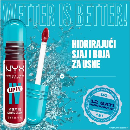 NYX Professional Makeup Lip I.V. Hydrating Gloss Stain glos za ustnice 5 ml odtenek 11 Red-y.Set.Wet! Slike