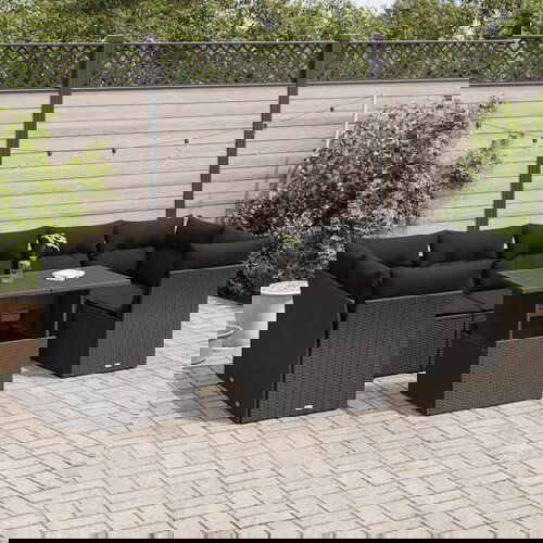 VidaXL 8-dijelni set vrtnih sofa od poliratana s jastucima crni Slike