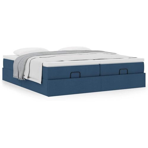VidaXL Otomanski posteljni okvir z vzmetnicami moder 200x200 cm blago Slike