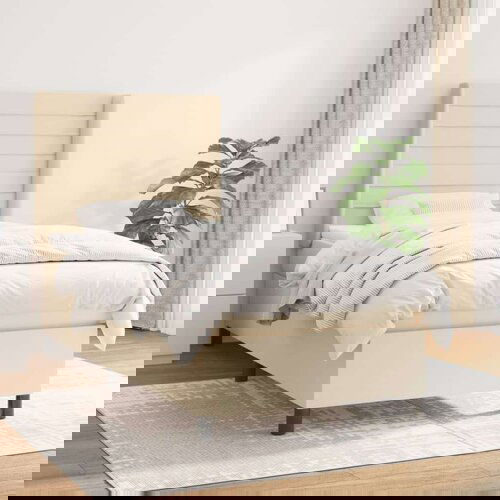  Krevet s oprugama i madracem krem 90 x 190 cm od tkanine Slike