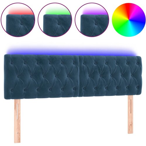 Maison Chic led posteljno vzglavje - vzglavna omarica - nočna omarica temno modro 144x7x78/88 cm žamet, (21708942) Slike