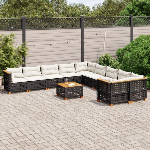 vidaXL 11-dijelni set vrtnih sofa od poliratana s jastucima crni Cijene