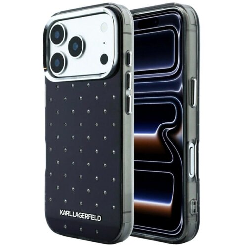  maska karl lagerfeld iml rhinestones allover and electroplated logo za iphone 17 pro/ 18 pro crna Slike