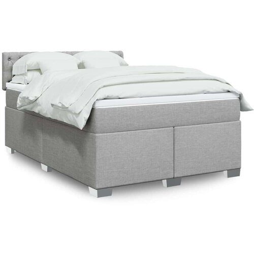 VidaXL Krevet s oprugama i madracem svjetlosivi 140x190 cm od tkanine Slike