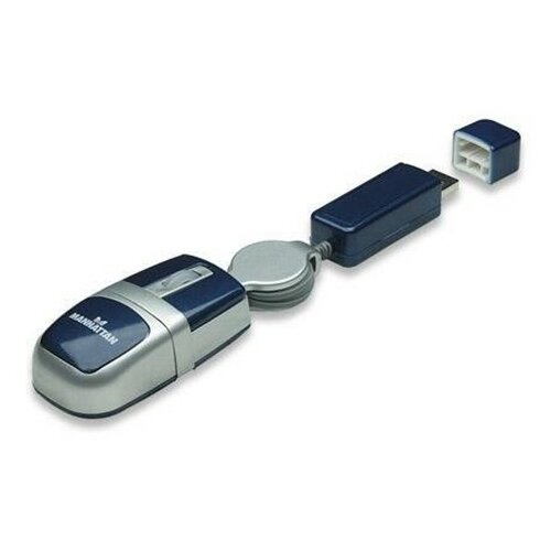 Manhattan MM5 Nano Mouse USB, two port Hi-Speed USB 2.0 hub Blue/Silver miš Cene