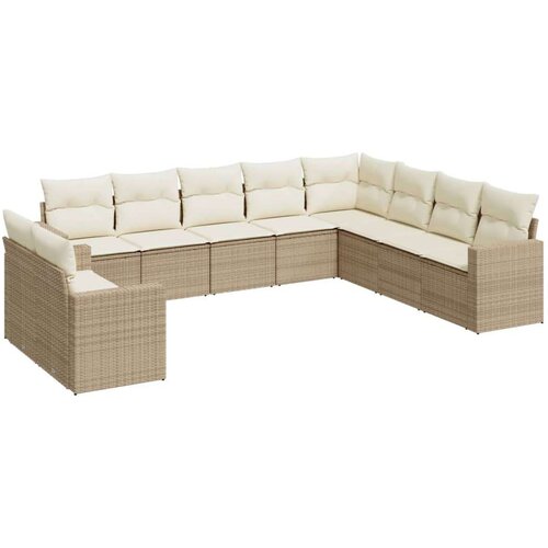 vidaXL 10-dijelni set vrtnih sofa s jastucima bež od poliratana Cijene