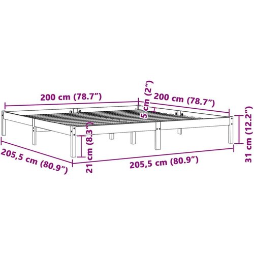 VidaXL okvir kreveta vo&amp;scaron;tano smeđi 200 x 200 cm od masivne borovine Slike