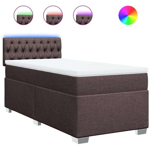 VidaXL Krevet s oprugama i madracem tamnosmeđi 100 x 200 cm od tkanine Slike