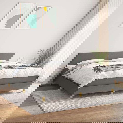  Kreveta s oprugama i madrac svjetlosivi 180x200cm tkanina Slike