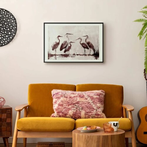  Plakat - Herons Painted in Ink 60x40 Crni okvir s margom Cene