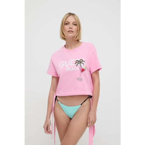 Guess Pamučna majica kratkih rukava za plažu boja: ružičasta, E4GI03 I3Z14