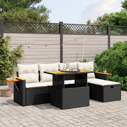 vidaXL 6-dijelni set vrtnih sofa s jastucima crni od poliratana Cijene