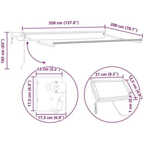  zlačivna tenda s LED diodama &amp;Scaron;areni 3 5 x 2 m - Bijeli &amp;Scaron;areni 3 5 x 2 m Slike