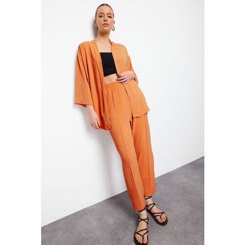 Trendyol Orange Woven Kimono Trousers Two Piece Set Cene