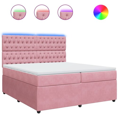 vidaXL Box spring postelja z vzmetnico roza 200x200 cm žamet, (21310290) Cene