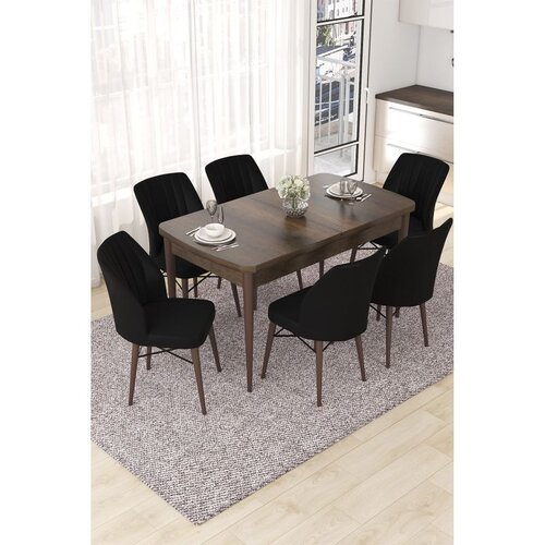 Hanah home Set Trpezarijski sto i 6 stolica Nef, crno-smeđa Cene
