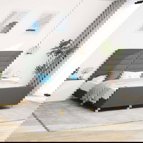  Postelja v temno sivi, 160x200 cm, tkanina, (22049863) Slike