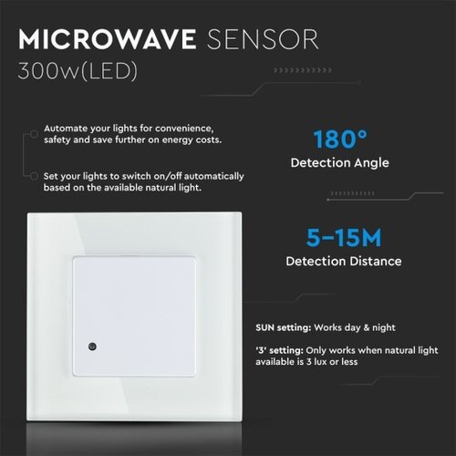 Mikrotalasni senzor pokreta 180&amp;deg; 300W/230V beo Slike
