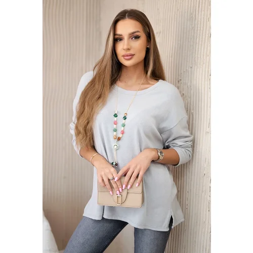 Kesi Włoski Blouse with necklace grey