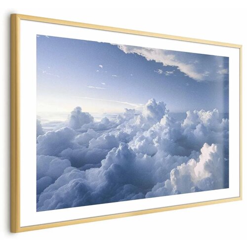  Plakat Aerial Landscapes: Sunbeams Illuminating Puffy Cloud Formations 42x29.7 Zlatni okvir s margom Cijene