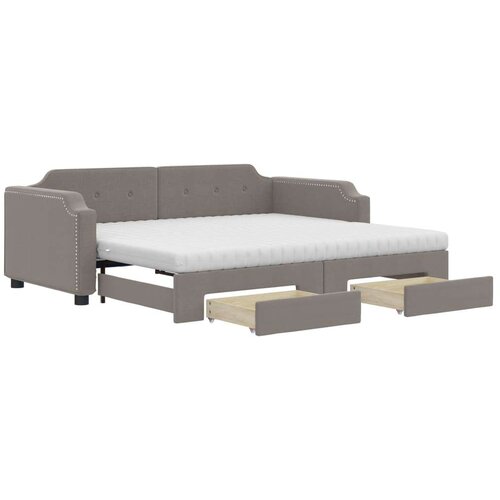VidaXL dnevni krevet na razvlačenje smeđesivi 80 x 200 cm od tkanine Slike