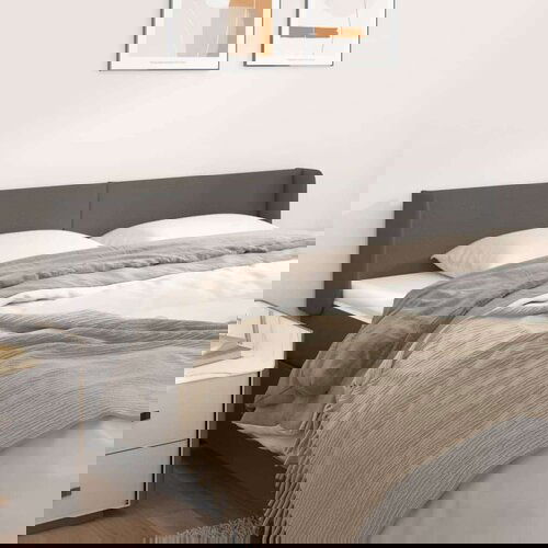  Vzglavje z u&amp;scaron;esi sivo 183x16x78/88 cm umetno usnje, (20793960) Slike