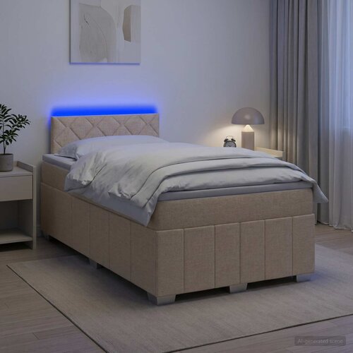 Boxspring krevet s madracem Krem 120 x 190 cm Tkanina Cijene