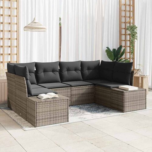  Sjedeća garnitura za vrt 6 kom. Bež poliratan 234 x 154 x 69 cm Slike