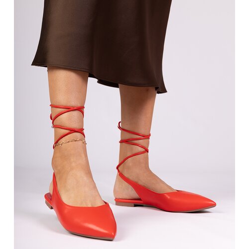 D/CEO marka niezdefiniowana Red flat pumps made of eco-leather Terry Slike