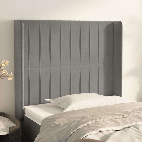  Uzglavlje s u&amp;scaron;ima svjetlosivo 83x16x118/128 cm bar&amp;scaron;unasto Slike