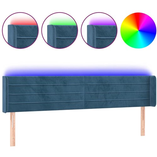 Maison Chic led posteljno vzglavje - vzglavna omarica - nočna omarica temno modro 203x16x78/88 cm žamet, (21708496) Slike