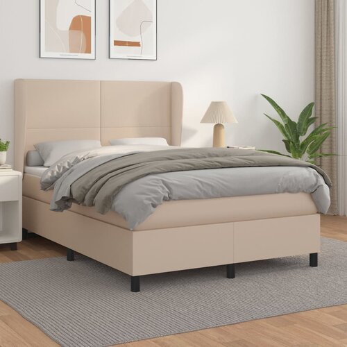  The Living Store Box spring postelja z vzmetnico kapučino 140x190cm umetno usnje - Box Spring Postelja, (21448670) Slike