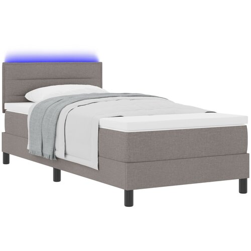 vidaXL Box Spring Krevet s Madracem i LED Taupe 90x200 cm Tkanina Cene