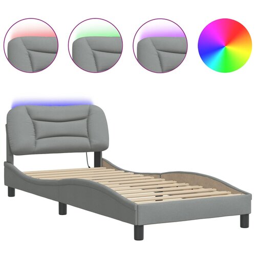 VidaXL Posteljni okvir z LED lučkami svetlo siv 80x200 cm tkanina, (21094820) Slike