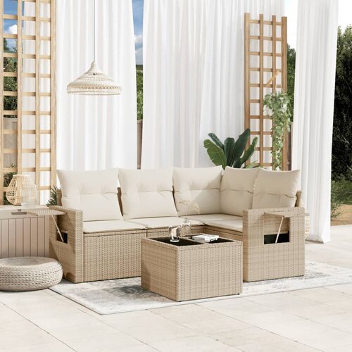 vidaXL 5-dijelni vrtni set sofa s jastucima bež od poliratana Cijene