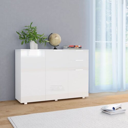 VidaXL Komoda visoki sjaj bijela 107 x 35 x 76 cm Slike