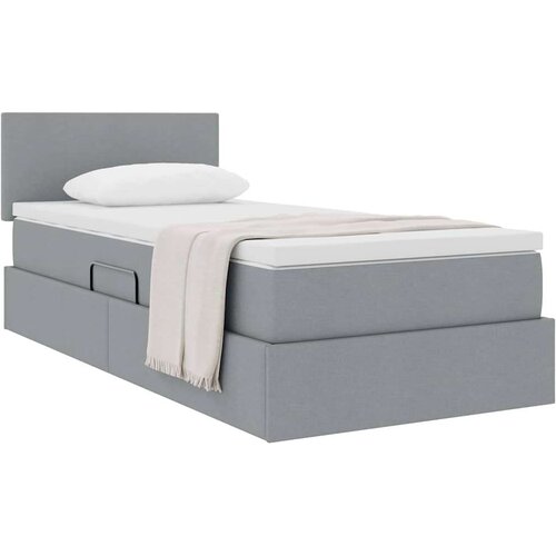VidaXL Krevet s madracem i skladi&amp;scaron;tem Svijetlo siva 100 x 200 cm - Svjetlosiva 100 x 200 cm Gladak dizajn Slike