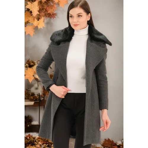 Dewberry Z6643 WOMEN'S COAT-FLAT OPEN ANTHRACITE