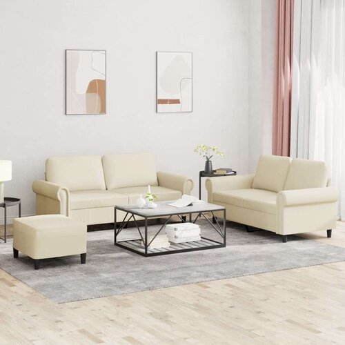  3-dijelni set sofa s jastucima krem od umjetne kože Cene