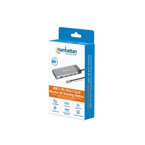 Manhattan Docking station 130714 10in1 USB-C - 2xHDMI/5xUSB/LAN/PD 100W Slike