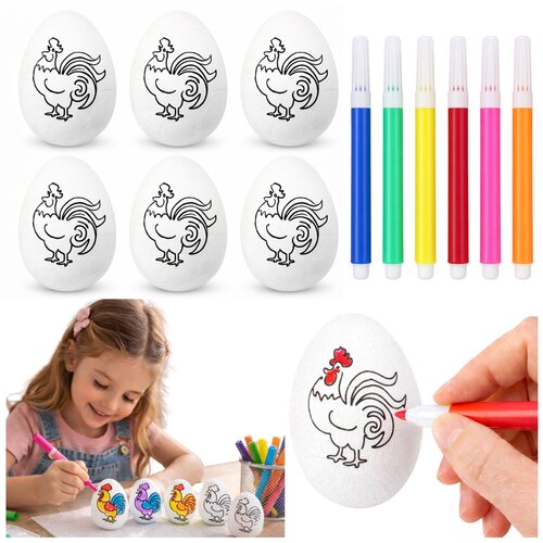  Easter Styrofoam Eggs For Painting Markers Markers Roosters 6pcs Cene