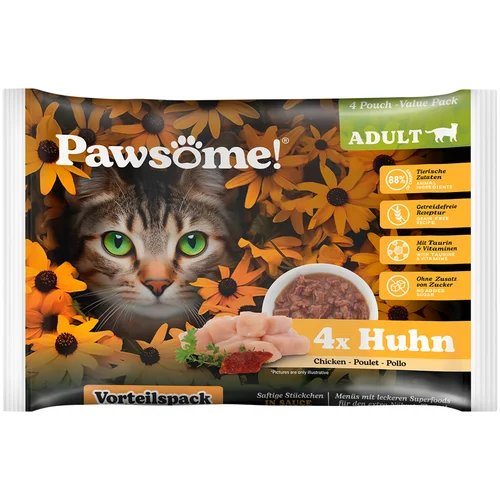 Pawsome Ekonomično pakiranje Adult Cat 8 x 85 g - Piletina