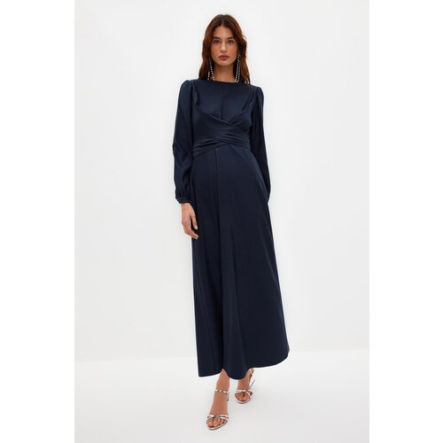 Trendyol Navy Blue Double Breasted Model Self-Patterned Evening Dress Slike