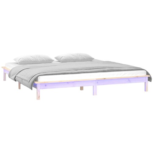 VidaXL LED posteljni okvir 135x190 cm trden les, (20778132) Slike