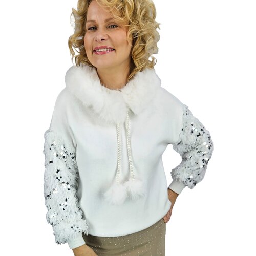Pri Warm sweater sweatshirt with hood, detachable fur and feathers BOMBAY Cijene