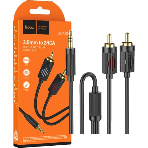 hoco. Audio kabl 2 x RCA na 3.5mm UPA28, 1.5m, Crni Cijene