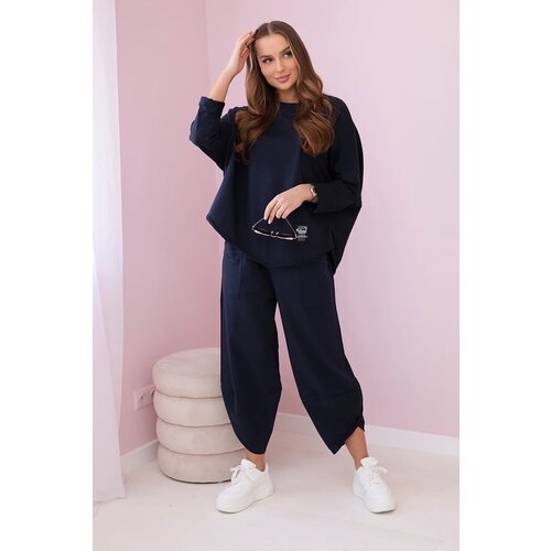 Kesi Włoski Cotton sweatshirt pants set navy blue Slike
